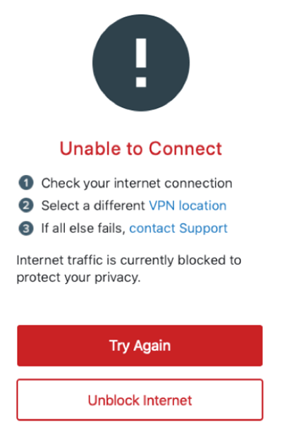Unable to connect ExpressVPN