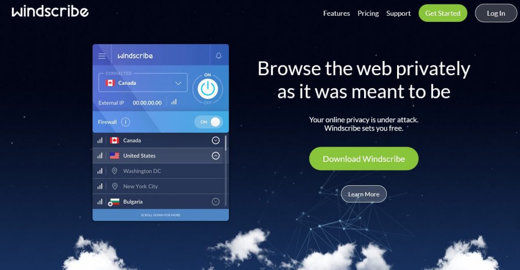 Windscribe best free VPN