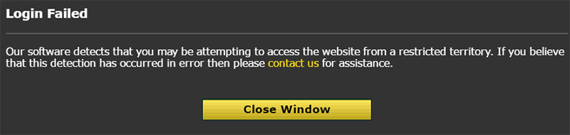 Error message betting site blocked