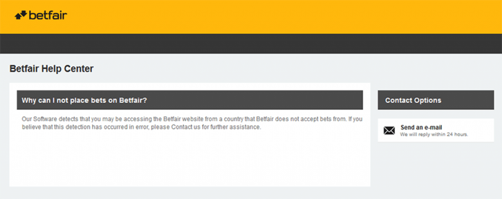 Betfair blocked