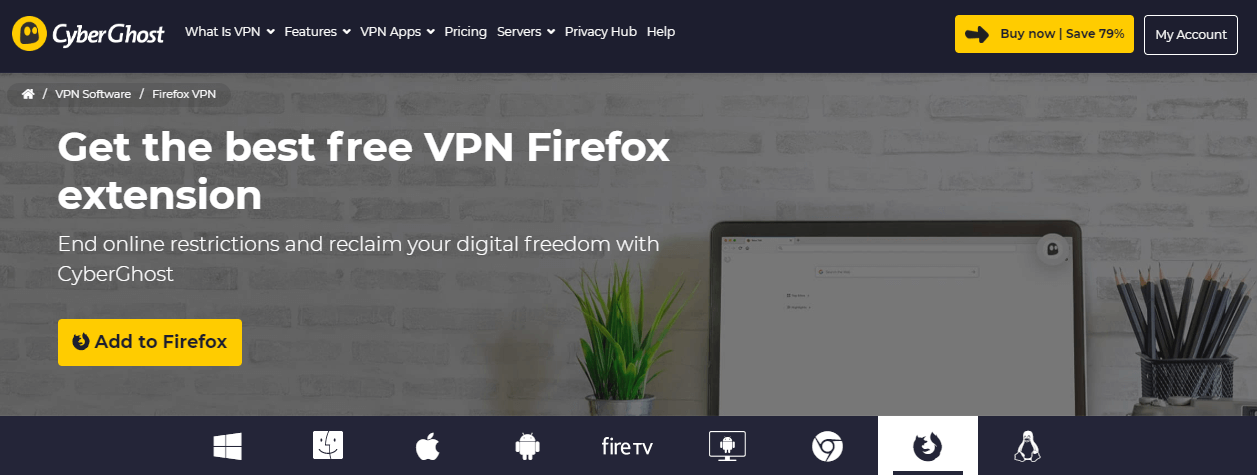 add cyberghost vpn extension to firefox browser