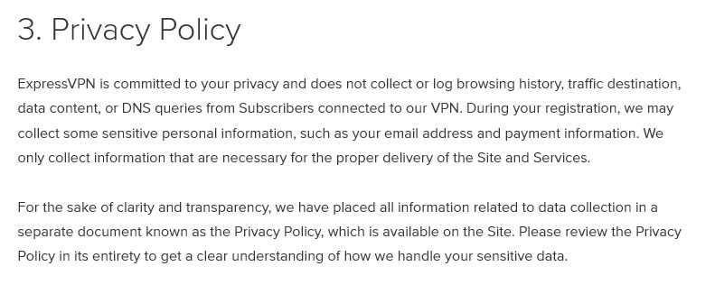 ExpressVPN privacy policy