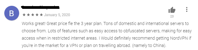 NordVPN Google Play Review