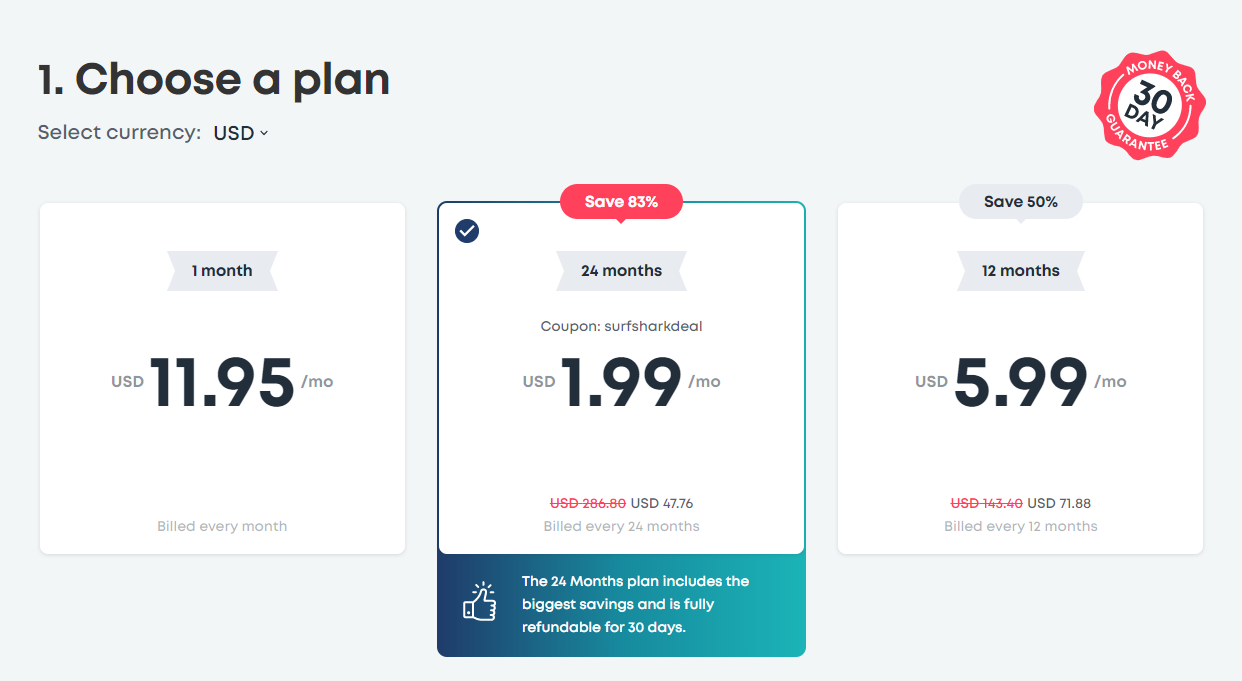 Surfshark Pricing