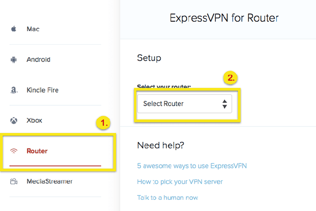 VPN configuration on a router