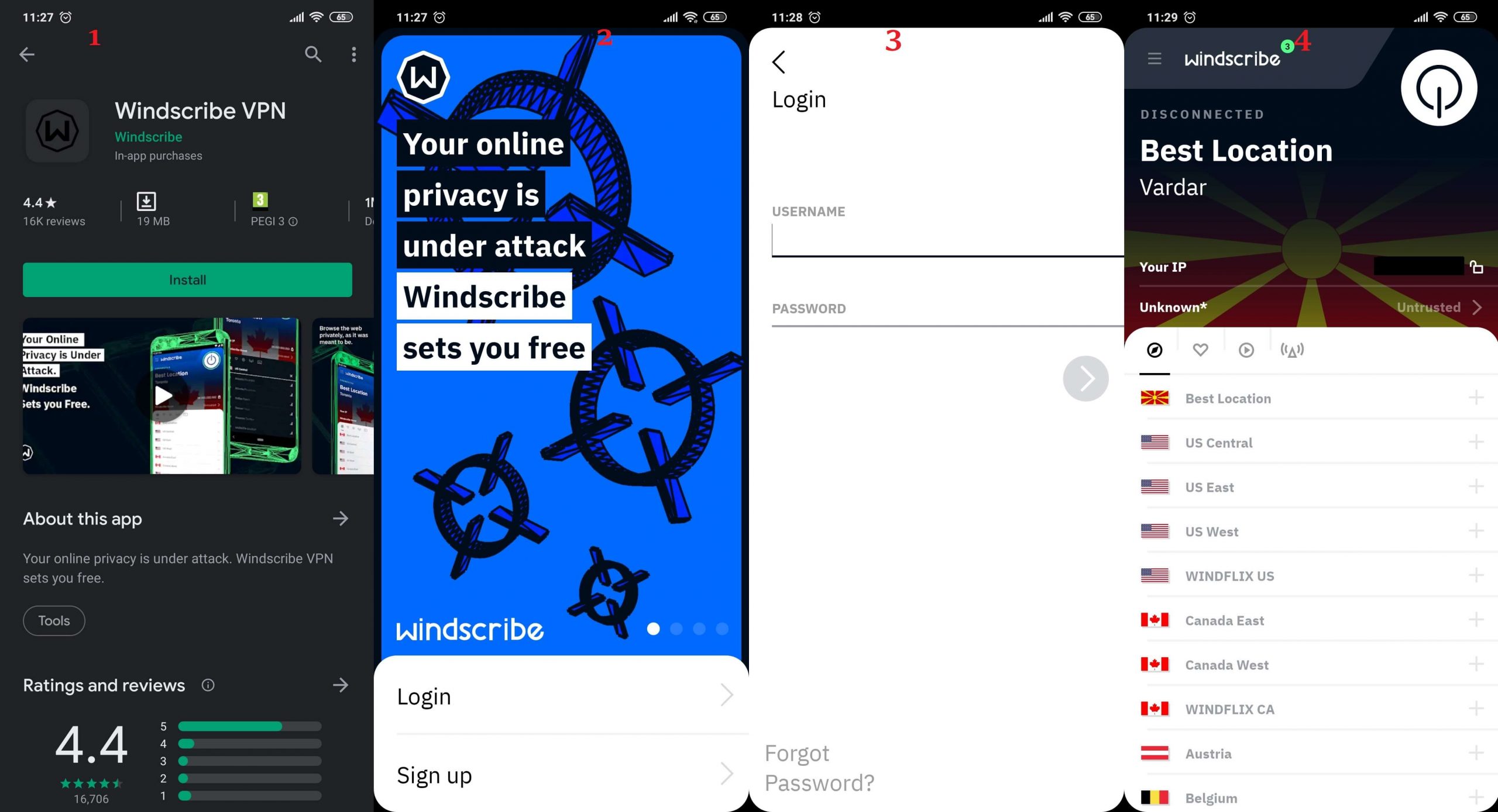 windscribe android app