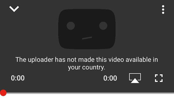 YouTube error message