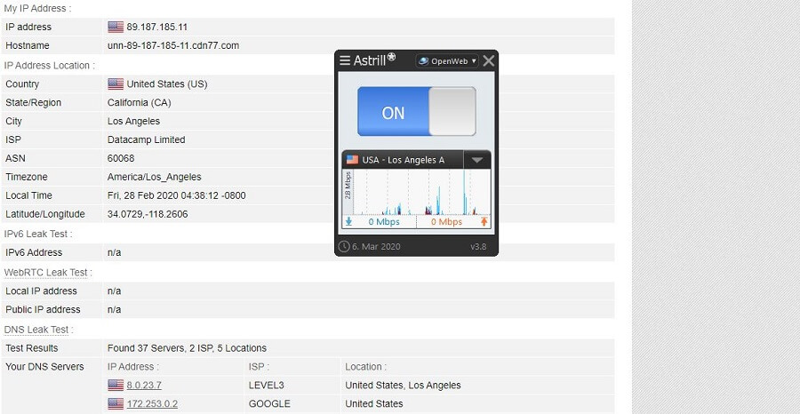 Astrill VPN IP Leak Test