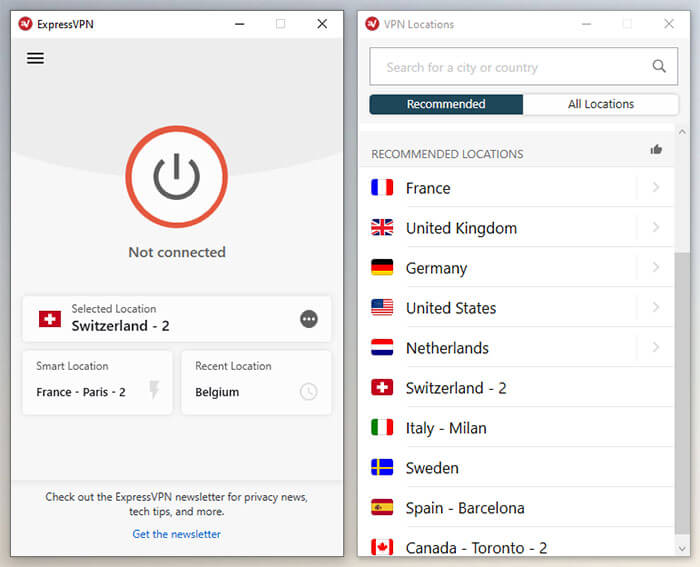 ExpressVPN server in Switzerland