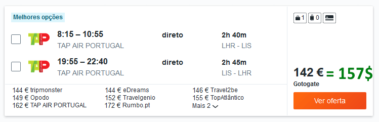 Flight London Lisbon with Portuguese IP Address
