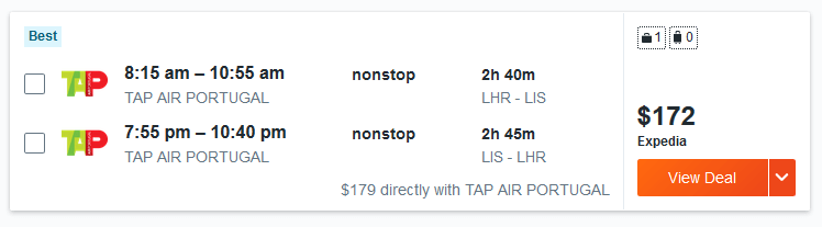 Flight London Lisbon with UK IP Address