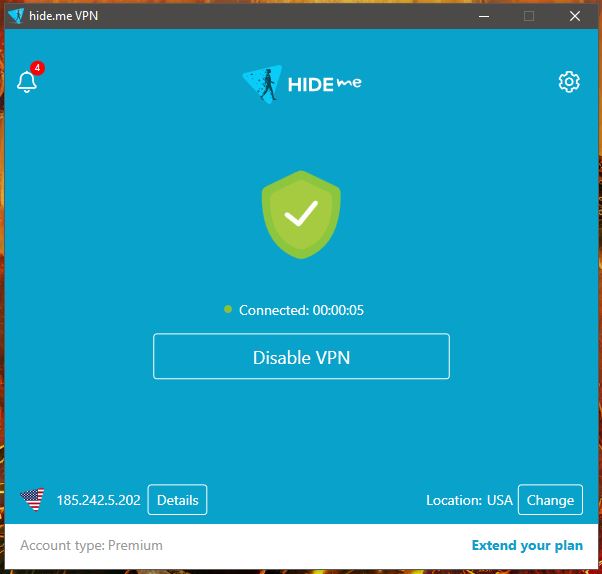 Hide.me Windows Connected