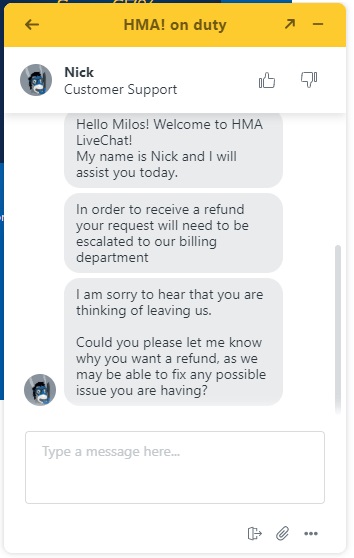 HideMyAss Live Chat Support