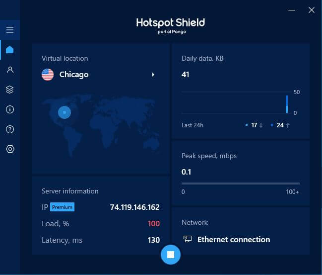 Hotspot Shield Windows App Connected