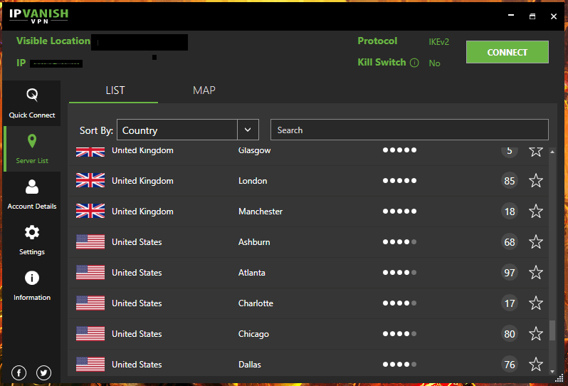 IPVanish Windows Server List