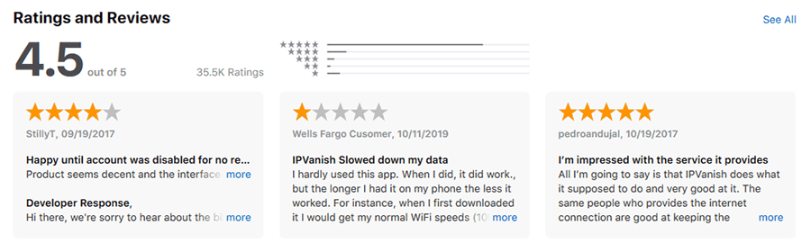 IPVanish review Apple Store