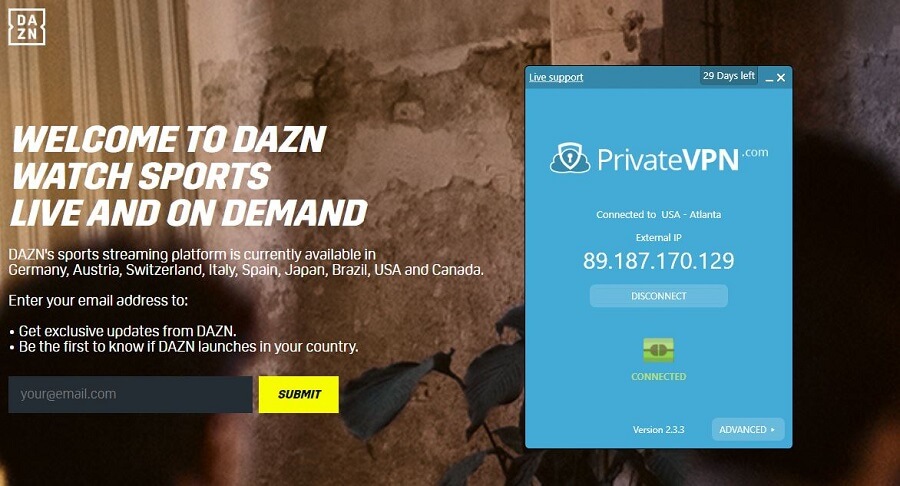 PrivateVPN DAZN