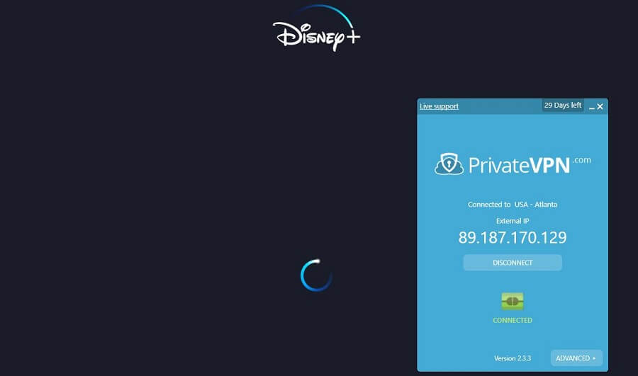 PrivateVPN Disney+