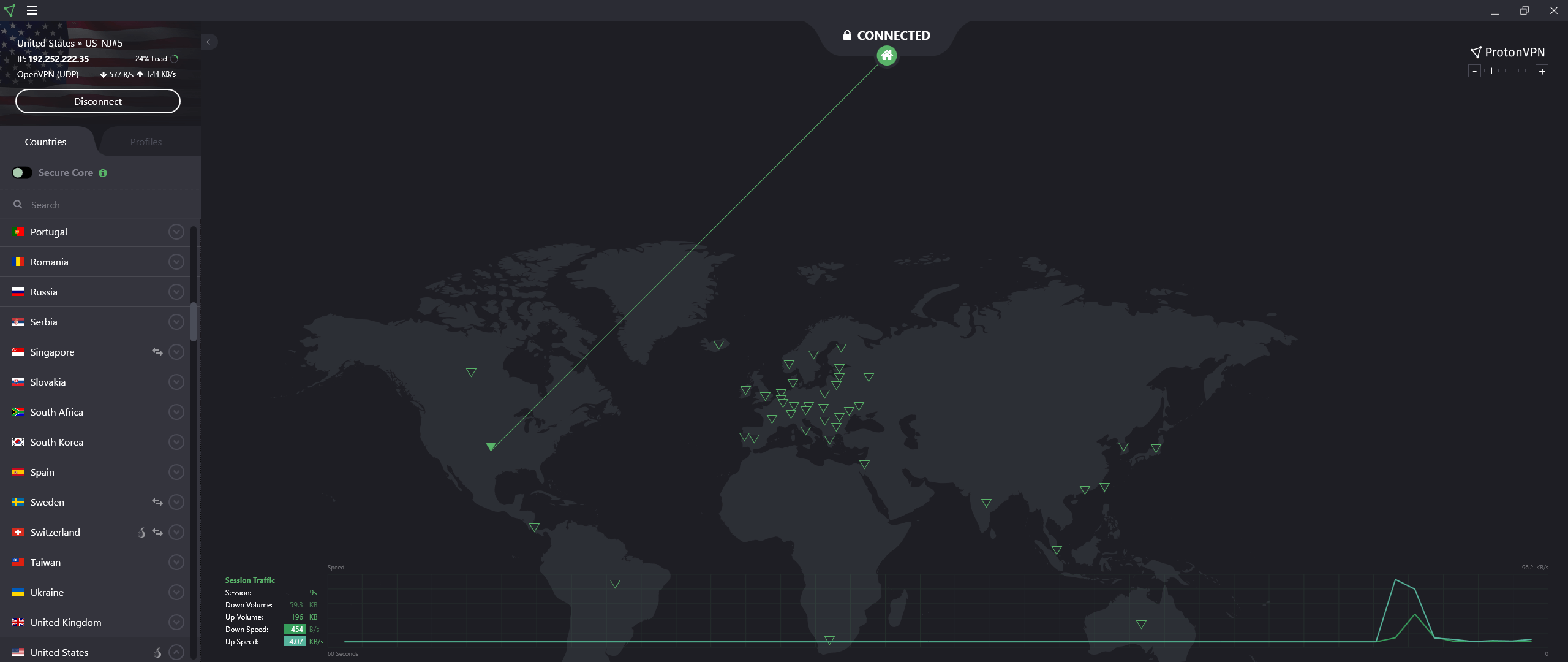 ProtonVPN Windows Connected