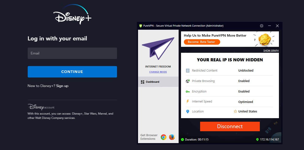 PureVPN Disney+