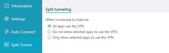 Split Tunneling Hide.me