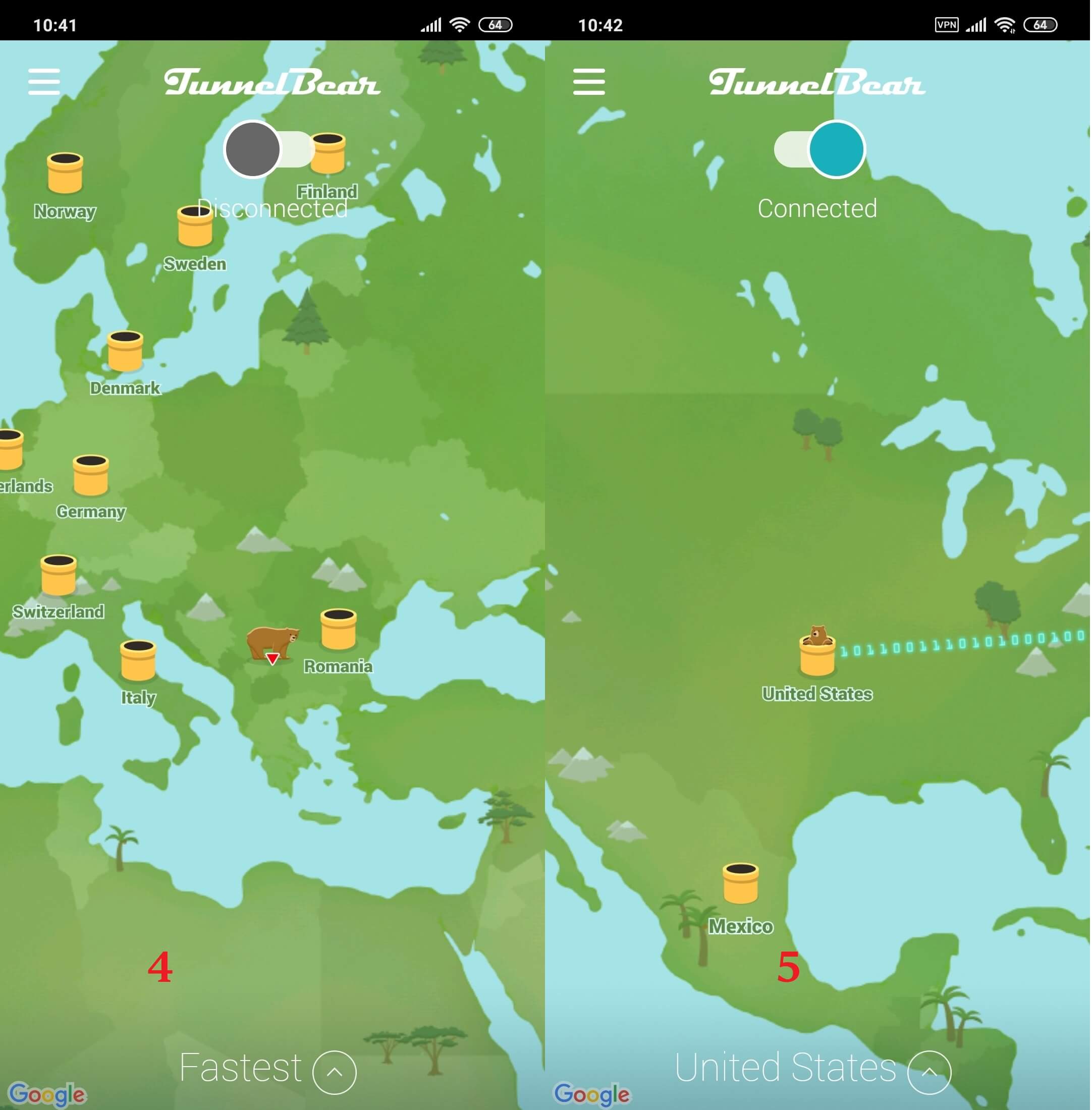 TunnelBear Android 4, 5