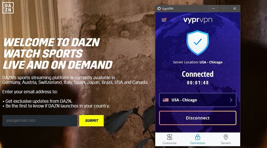 VyprVPN DAZN