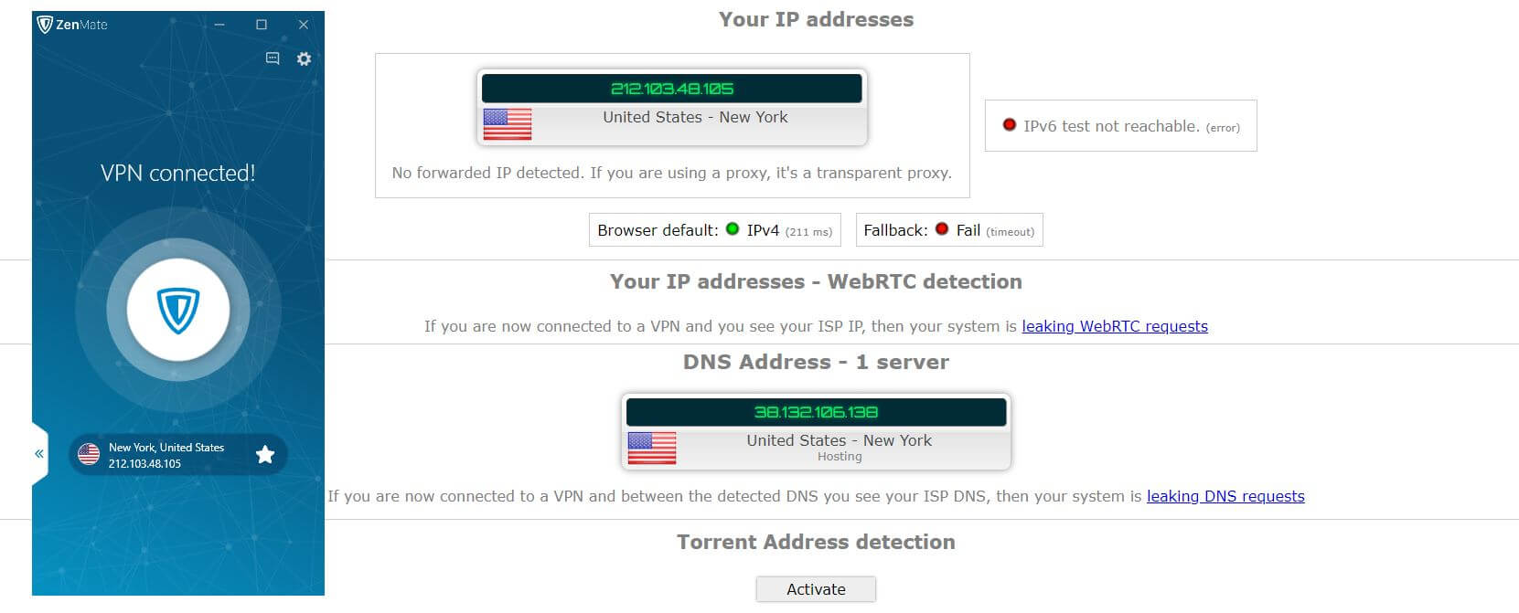 ZenMate IP Leak Test