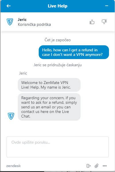 ZenMate Live Chat