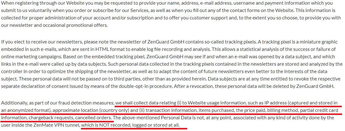 ZenMate No-Log Policy