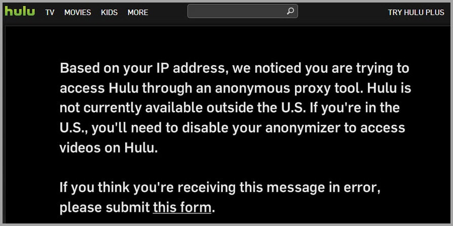 Hulu VPN Block