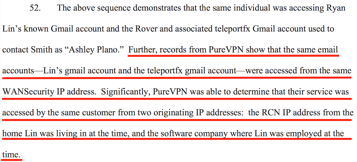 PureVPN Court Document