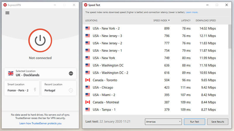 ExpressVPN speedtest tool