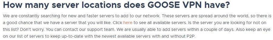 Goose VPN Servers