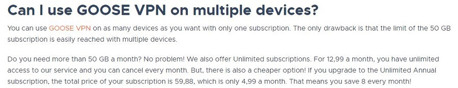 Goose VPN Simultaneous Connections