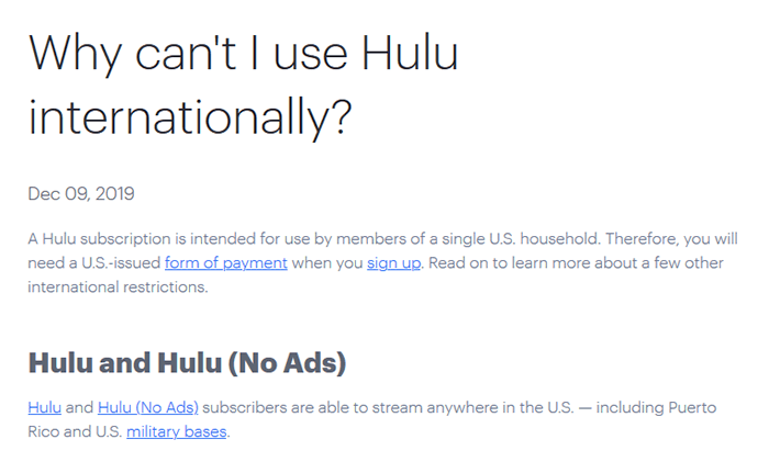 Hulu abroad statement