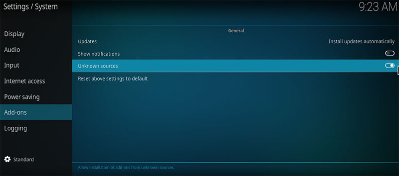 Unknown source Kodi