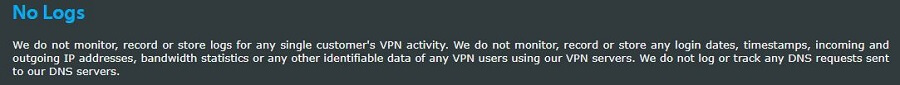 VPNarea No Log Policy