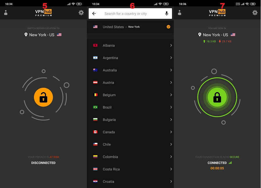 VPNhub Android 5, 6, 7