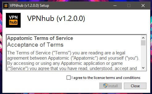 VPNhub Windows Setup 1