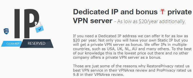 VPnarea Dedicated IP