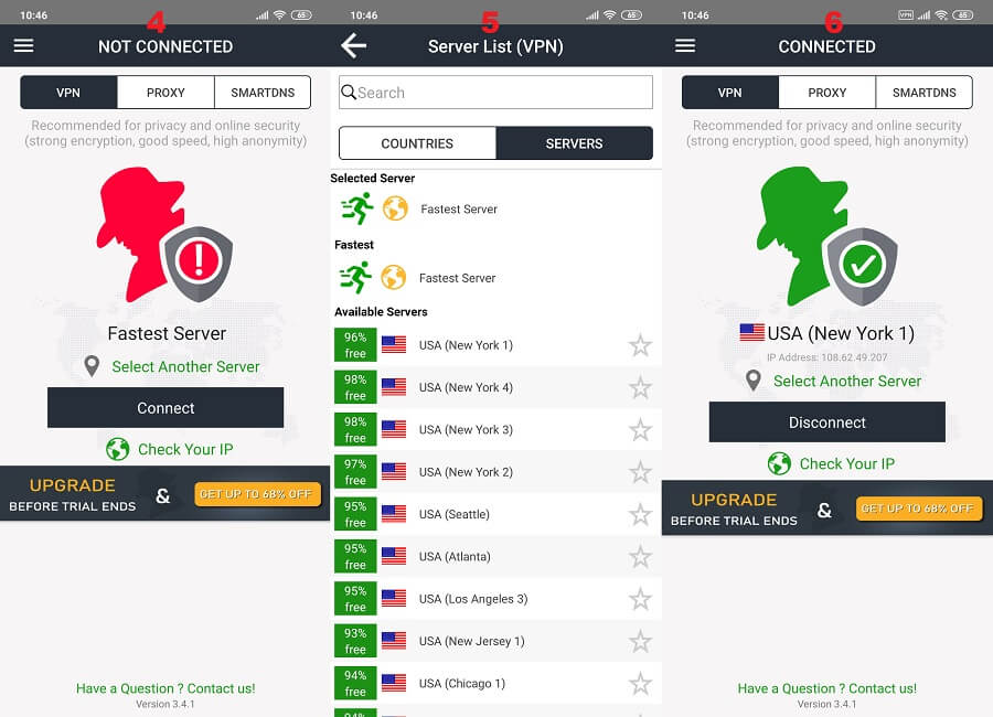 ibVPN Android, 4, 5, 6