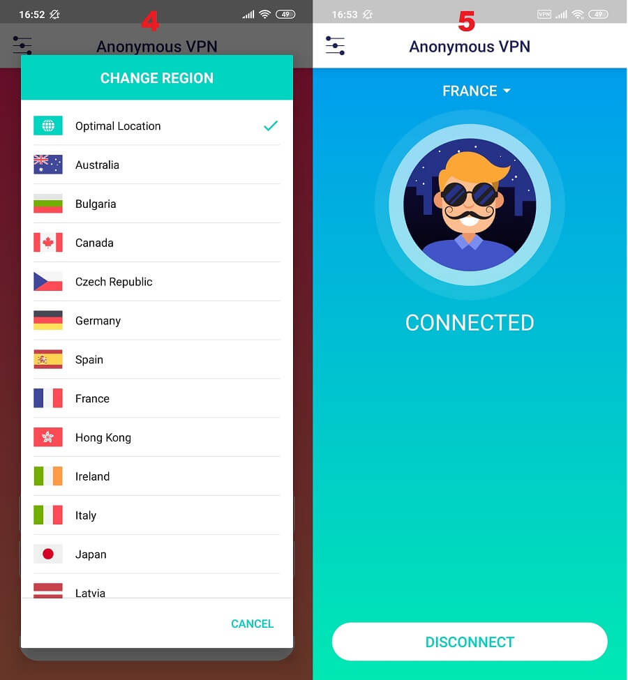 Anonymous VPN Android 4, 5