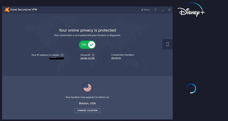 Avast SecureLine Disney+