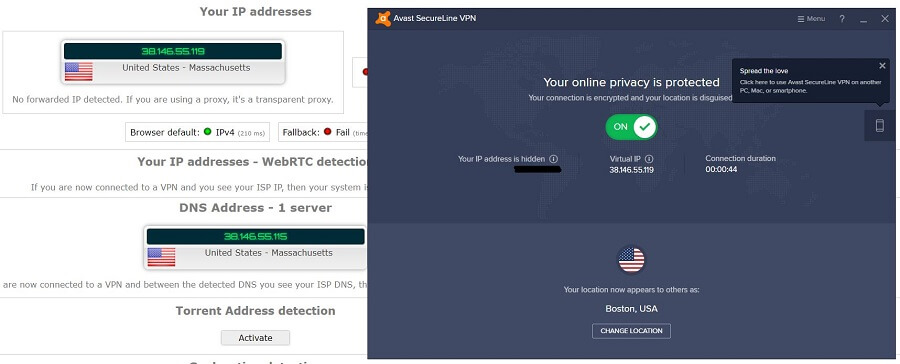 Avast SecureLine IP Leak Test