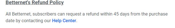 Betternet Refund