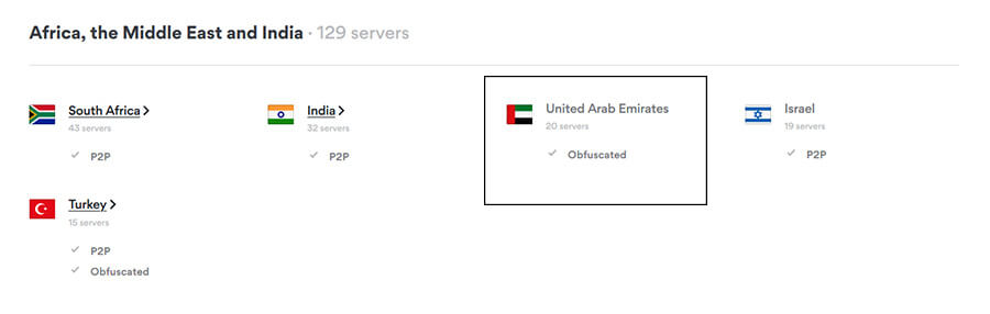 Emirati Servers NordVPN