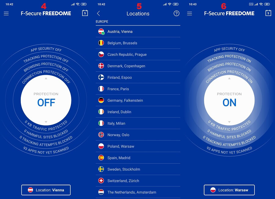 F-Secure Freedome Android 4, 5, 6