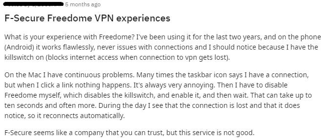 F-Secure Freedome Reddit