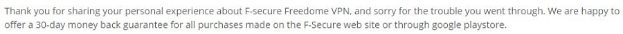 F-Secure Freedome Refund